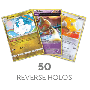 50 random Reverse Holo Pokémon kaarten